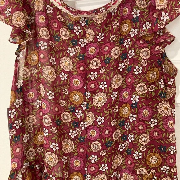 Floral Pink Blouse with Lace Trim NWTS - Picture 10 of 11